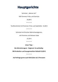 Gasthof Müller, Ferienunterkunft, Ferienhaus, Zimmer, Sauerland, Elkeringhausen, Winterberg, Wintersport, Restaurant, Speisekarte, Hauptgerichte